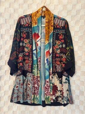 John Mark Women’s  Floral Kimono Jacket - Multicolor